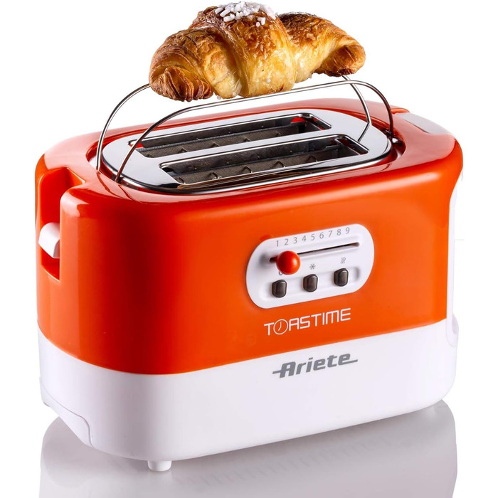 Тостер Ariete 159 Toasttime, 2 скибки, 700 Вт, 9 режимів, біло-оранжевий
