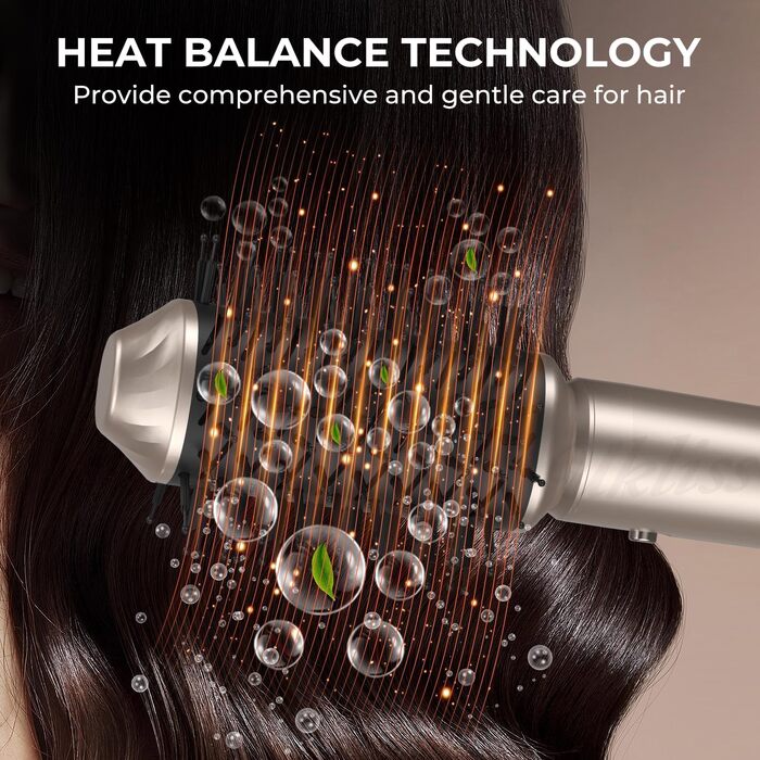 UKLISS Airstyler 5-в-1: Фен-щітка, стайлер для волосся з іонізацією, випрямляч, плойка для локонів, насадки для укладання. Золото-білий колір