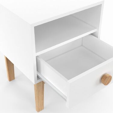 Дитяча тумбочка Jacob біла з деревом: 1 шухляда та відкрита ніша, IDMarket