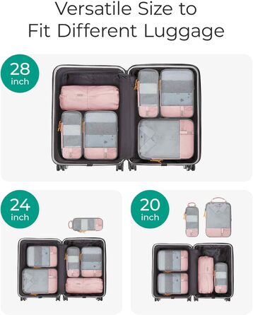 Набір органайзерів для одягу та подорожей BAGSMART (6 предметів), компресійні пакувальні куби з мішком для білизни, чорний