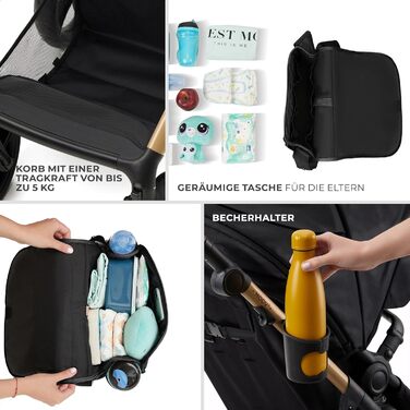 Дитяча коляска Kinderkraft MOOV2 4 в 1 з автокріслом I-SIZE, чорна (CLASSIC)
