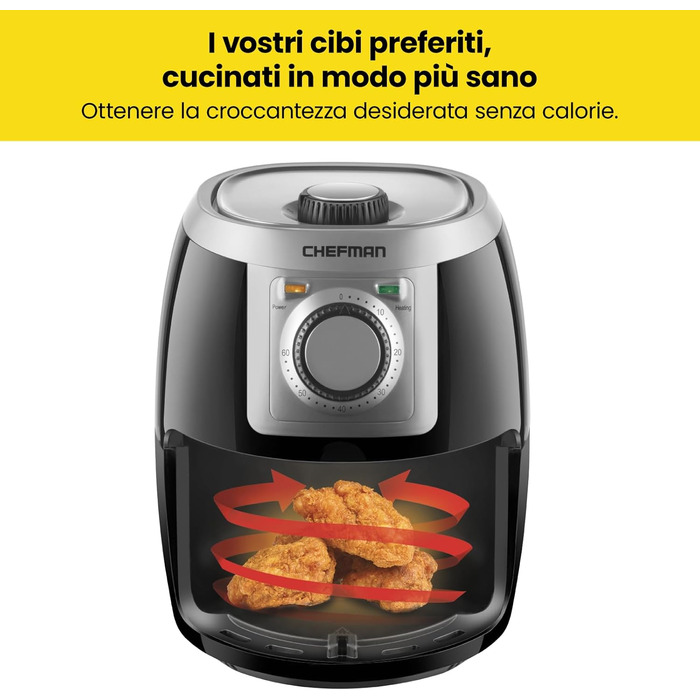 Фритюрниця Chefman 2L: компактна, чорна, з антипригарним кошиком та цифровим таймером