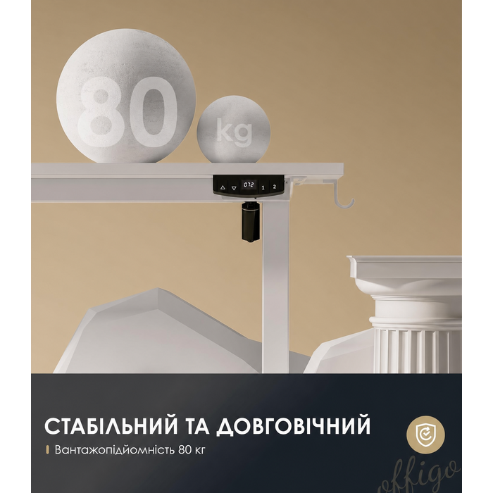Електричний регульований стіл 180х80 см, ергономічний комп'ютерний стіл з пам'яттю, геймерський письмовий стіл для дому та офісу, білий