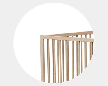 Дитяче ліжко Webaby Holz 60x120cm з бука, натуральний колір, з регульованим дном та бортиками | Від народження | Комфортний сон