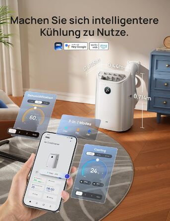 Мобільний кондиціонер DREO AC515S 10000 BTU для спальні з Wi-Fi, таймером на 24 год та функцією осушення