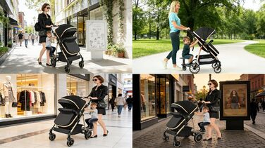 Дитяча коляска 3 в 1 Kinderwagen V9 Black (Комплект)
