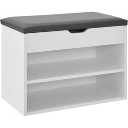 Лавка для взуття Juskys з відкидною кришкою, м'яким сидінням 60x30x44 см, вузька дерев'яна полиця для взуття з бетонною обробкою