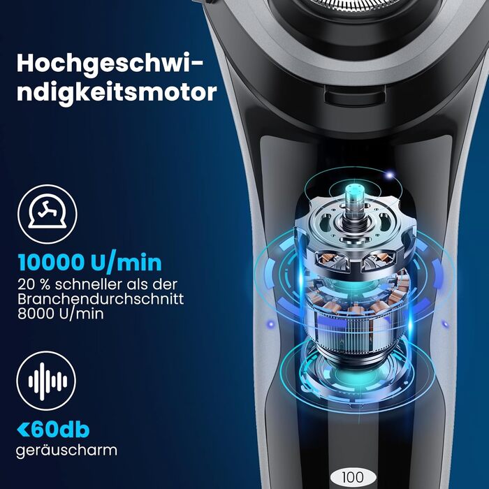 Електрична бритва SweetLF для чоловіків, волога/суха, 4D, з LED-дисплеєм, IPX7, чорна