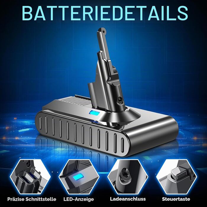 Акумуляторна батарея 21.6V для пилососа Dyson V6 (DC58, DC59, DC61, DC62, DC72, DC74, SV03, SV05, SV06, SV07, SV09), серії Animal, Trigger, Fluffy, Motorhead, Absolute