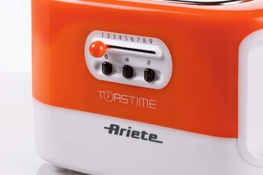 Тостер Ariete 159 Toasttime, 2 скибки, 700 Вт, 9 режимів, біло-оранжевий