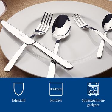 Набір столових приборів Villeroy & Boch Louis 68 предметів, срібло, нержавіюча сталь, для 12 осіб, придатний для миття в посудомийній машині