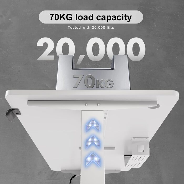 Електричний регульований стіл Devoko 140x60 см з кабель-органайзером, пам'яттю на 2 позиції, ергономічний комп'ютерний стіл для роботи стоячи та сидячи, білий
