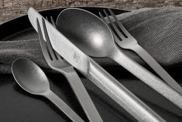 Набір столових приборів ZWILLING Minimale, 68 предметів, для 12 осіб, 18/10 нержавіюча сталь, вінтажний дизайн, молоткова обробка, підходить для посудомийної машини, сріблястий