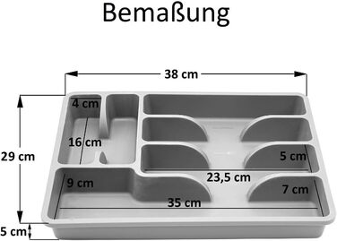 Органайзер для столових приборів Engelland, 6 відділень, бежевий, пластик BPA-free, 38x29x5 см