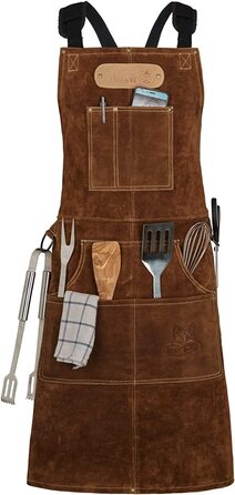 Фартух із буйволячої шкіри для грилю та кухні Black Forest Fox® ROUGH SET з тримачем для напоїв Holly Holster (для пляшок, банок, чорний)