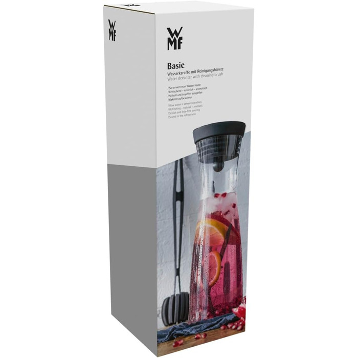 Скляний глечик для води WMF Basic 1л з силіконовою кришкою CloseUp та щіткою для чищення