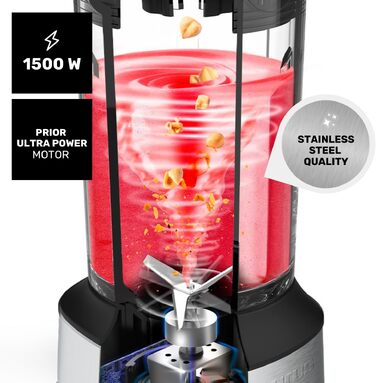 Блендер стаціонарний Taurus AMAZING 1500W, 1.5л, скляна колба, 2 швидкості + турбо, нержавіюча сталь