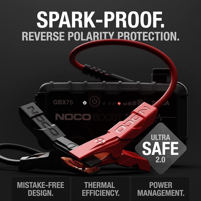 Бустер для автомобіля NOCO Boost X GBX75: Пусковий пристрій 2500A 12V Lithium Powerbank для бензинових двигунів до 8.5L та дизельних до 6.5L