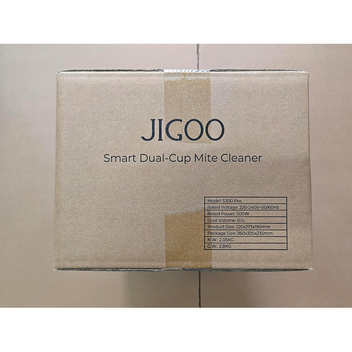 Пилосос для матраців JIGOO S300 Pro з UV-лампою, датчиком пилових кліщів і LED-дисплеєм, 500 Вт, для алергіків, ефективне видалення алергенів з матраців, ліжок і диванів