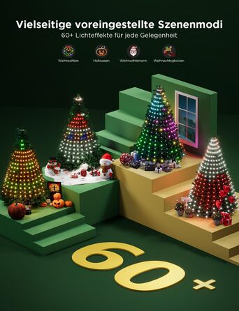 Розумна гірлянда Govee для ялинки, 480 LED RGBIC, 2м*24, водонепроникна IP65, для дому, 60+ режимів, сумісна з Alexa, зелений дріт