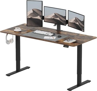 SANODESK Ергономічний електричний стіл 180x80 см, регульований письмовий стіл для роботи сидячи-стоячи з пам’яттю, комп’ютерний стіл, коричневий
