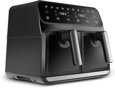 Karaca Multifry XXXL 4+4 л цифрова подвійна аерофритюрниця для здорового та смачного приготування страв для всієї родини, 1700 Вт, технологія 360° циркуляції повітря