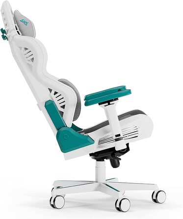 Ігрове крісло DXRacer Air R1S, сітчасте, біло-бірюзово-сіре, до 200 см