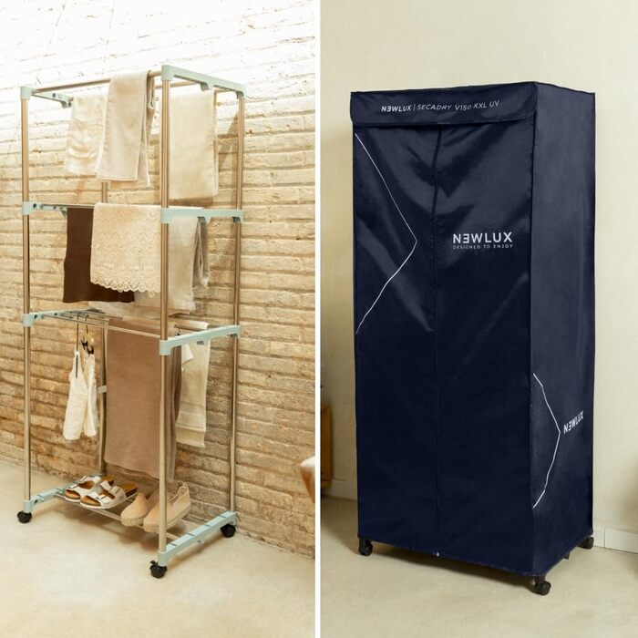 Портативний електричний сушарка для білизни Newlux Secadry (1200W) з UV-дезінфекцією, місткість 15 кг, 4 режими, синій