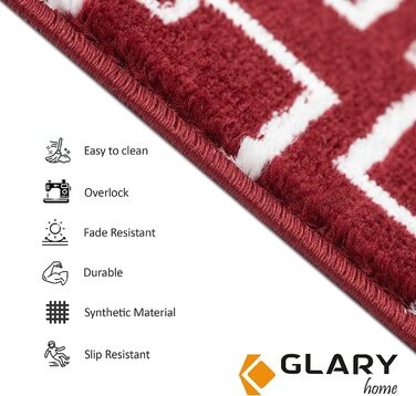 Набір 15 самоклеючих килимків для сходів Glary Home, 22x71x1,2 см, квадратний візерунок, біло-червоні