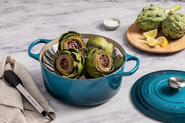 Чавунна каструля-брятер Le Creuset Signature з кришкою, 24 см, кругла, для всіх типів плит та індукції, 4,2 л, 4,3 кг, колір Deep Teal