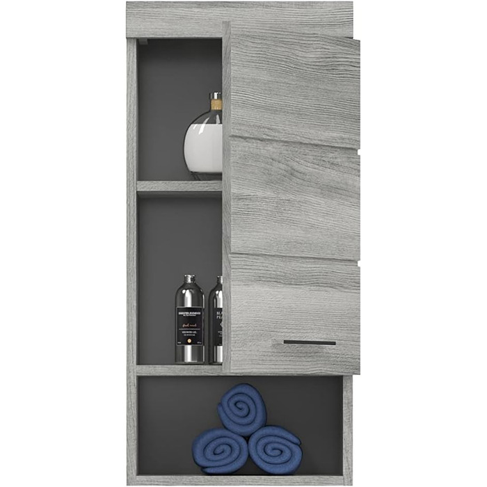 Навісна шафа для ванної кімнати homes&jones Soul, 37x79x24 см, ДСП, колір димчасте срібло