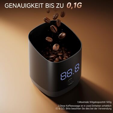 Кавова вага цифровa Kaffeewaage з LED-дисплеєм, акумуляторна, точність 0.1г, до 500г для бариста та поціновувачів кави