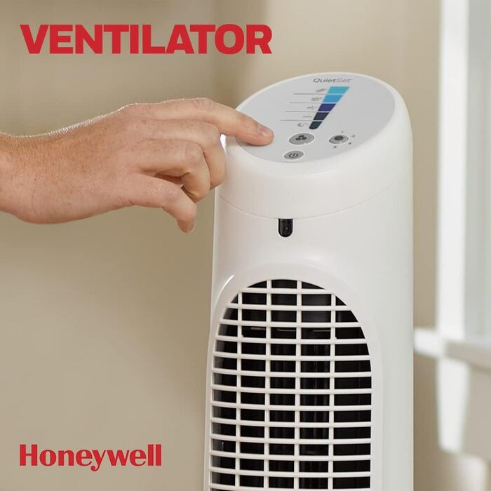 Оцилюючий турбовентилятор Honeywell QuietSet HYF260 для всієї кімнати, 5 швидкостей, 80° осциляція, таймер, автоматичне вимкнення підсвітки, пульт ДК