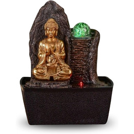 Джерело води Zen'Light від Zimmerbrunnen: Будда, LED-підсвітка, для медитації та релаксації. Декор у стилі фен-шуй, висота 26 см, горіх (Haka)