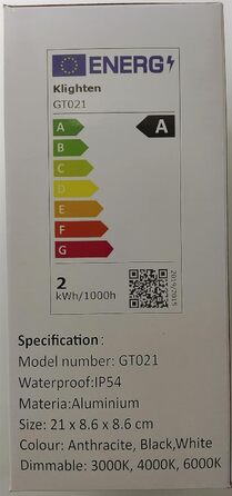 Klighten Набір з 2-х бездротових LED настільних ламп з акумулятором, димуванням, IP54, 21 см, USB-C, для дому та вулиці, антрацит, 3000K-6000K, тепле/нейтральне/холодне світло