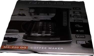 Кавоварка MUSE MS-220 DG з глечиком, 10 чашок, з функцією підігріву, скляна каністра, нержавіюча сталь, сіра
