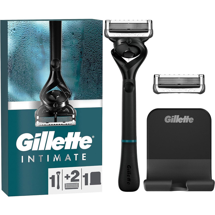 Gillette Intimate чоловічий бритва для інтимної зони з 2 змінними лезами та тримачем для душу, подарунковий набір