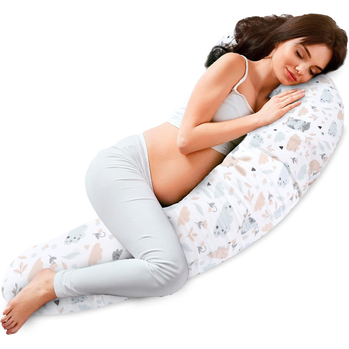 Подушка для вагітних та годування Totsy Baby XXL, 190 см, бавовна, для сну на боці, з совами