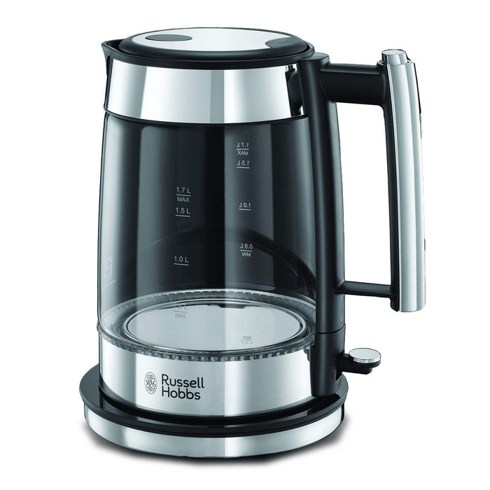 Тостер Russell Hobbs Elegance Glas/Нержавіюча сталь - для 2 скибок хліба або 1 широкої, 6 рівнів підсмажування, розморожування та підігрів, решітка для булочок