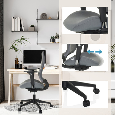Офісне крісло / поворотне крісло HENFIELD B тканина сірий hjh OFFICE