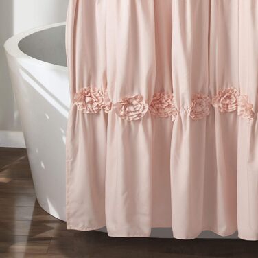 Штора для ванної Lush Decor Darla, рюші, квітковий візерунок, 183x183 см, рожевий