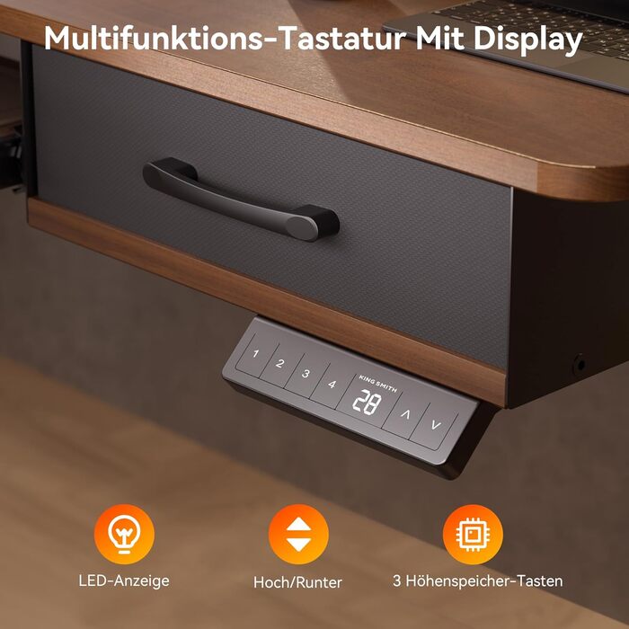 Регульований стіл WALKINGDESK для дому та офісу: електричний, з ящиками та підставкою для клавіатури, 160x60 см, білий