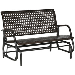 Лавка-гойдалка з поліротангу Outsunny 2-місна, Patio Garden Loveseat, Садова гойдалка зі спинкою, Лавка, Лавка в парку, Коричнева, 70x120x84см