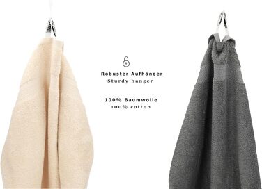 Набір рушників Betz Premium 10 шт. 100% бавовна: 2 банних, 4 для рук, 2 гостьових, 2 рукавиці, бежевий та антрацит