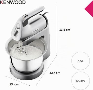 Кухонна машина-міксер Kenwood Chefette HMP54.000SI, чаша з нержавіючої сталі 3.5 л, 650 Вт, сріблястий
