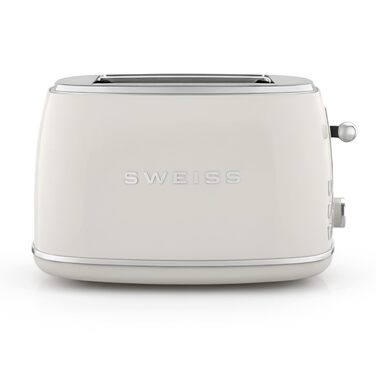 Тостер SWEISS Vintage GRV7 Бежевий: 2 відділення, 6 режимів, для багетів, розморожування, нержавіюча сталь, 1500 Вт