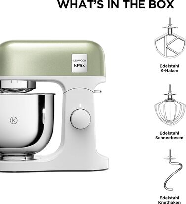 Кухонна машина Kenwood kMix Editions KMX760BC, 1000 Вт, чаша з нержавіючої сталі 5 л, набір для кондитерських виробів та захист від бризок, Зелений металік