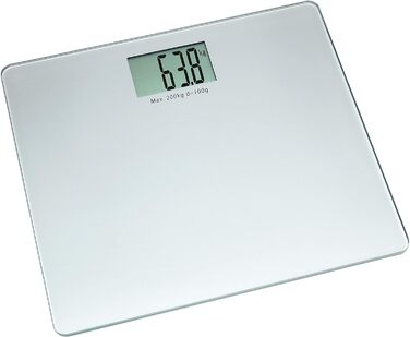 Електронна вага для людей TFA Dostmann BIG STEP XXL, скло, до 200 кг, широка платформа, ультратонкий дизайн, срібляста