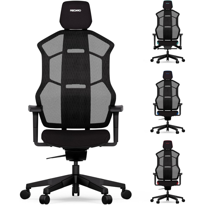 Ігрове крісло RECARO AER Essential, ергономічне, преміум-піна, офісне, регульоване, до 150 кг, чорне