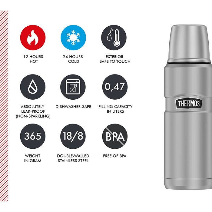 Термос Thermos Stainless King 470 мл, матова нержавіюча сталь, без ручки